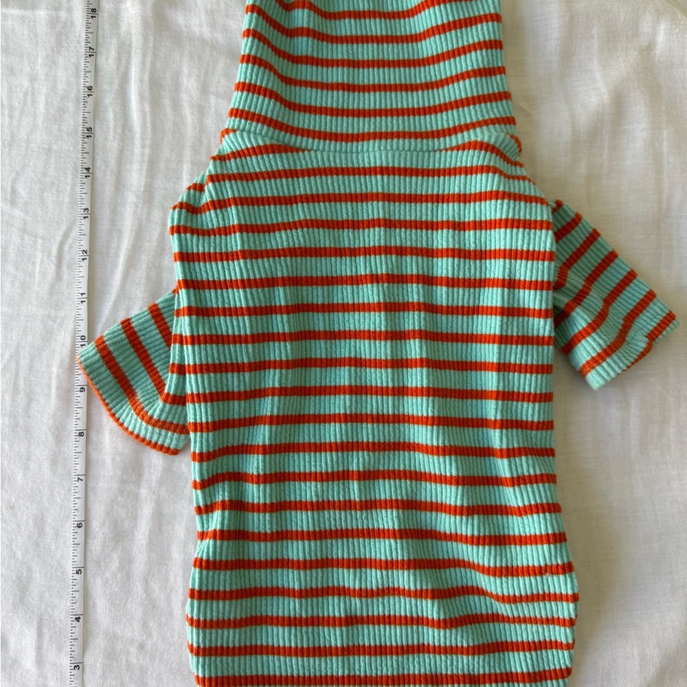 Little Beast Striped Dog Sweater in blue and Orange